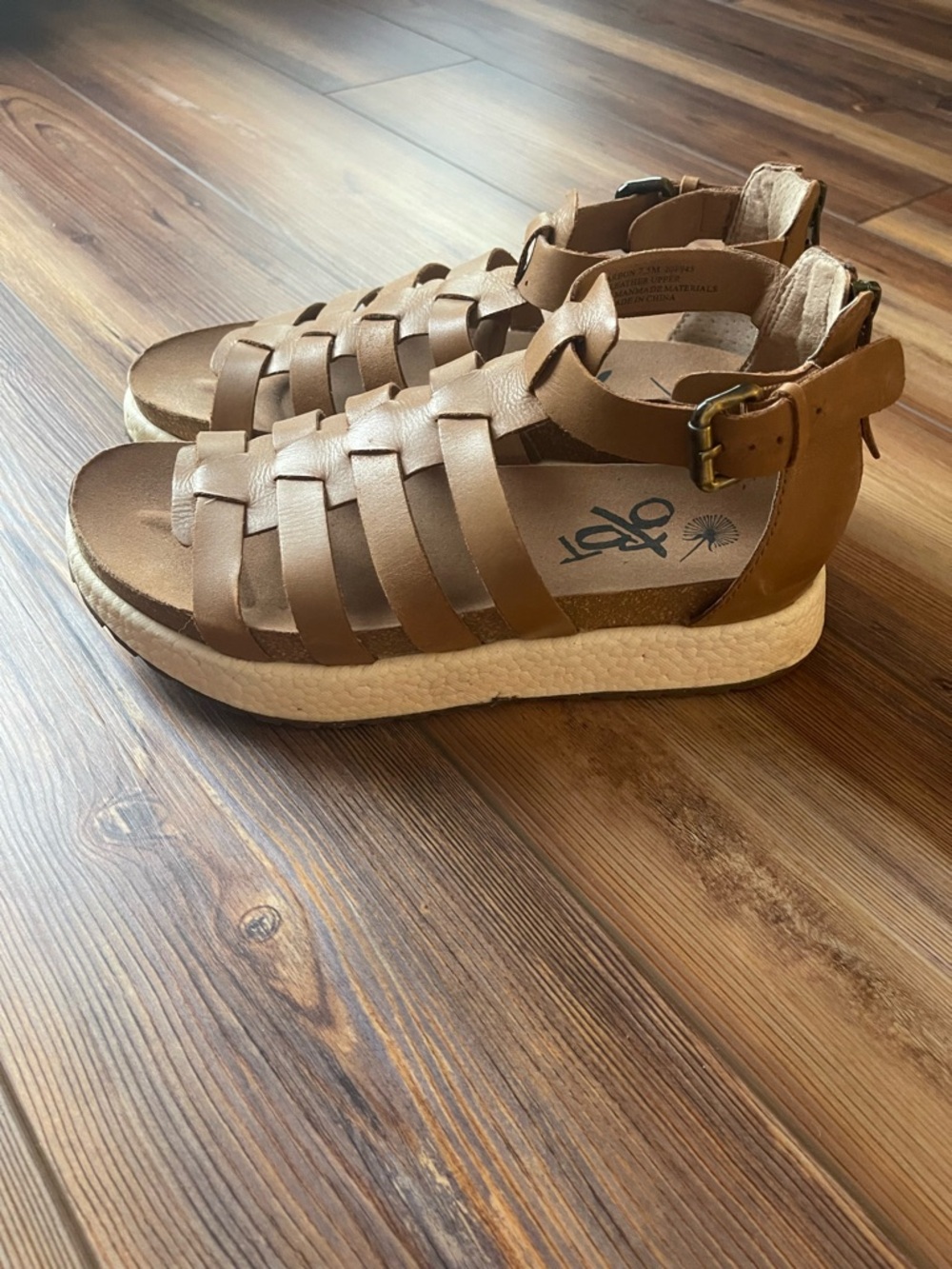 OTBT Women's Brown Woven Ankle-Strap Platform Sandals